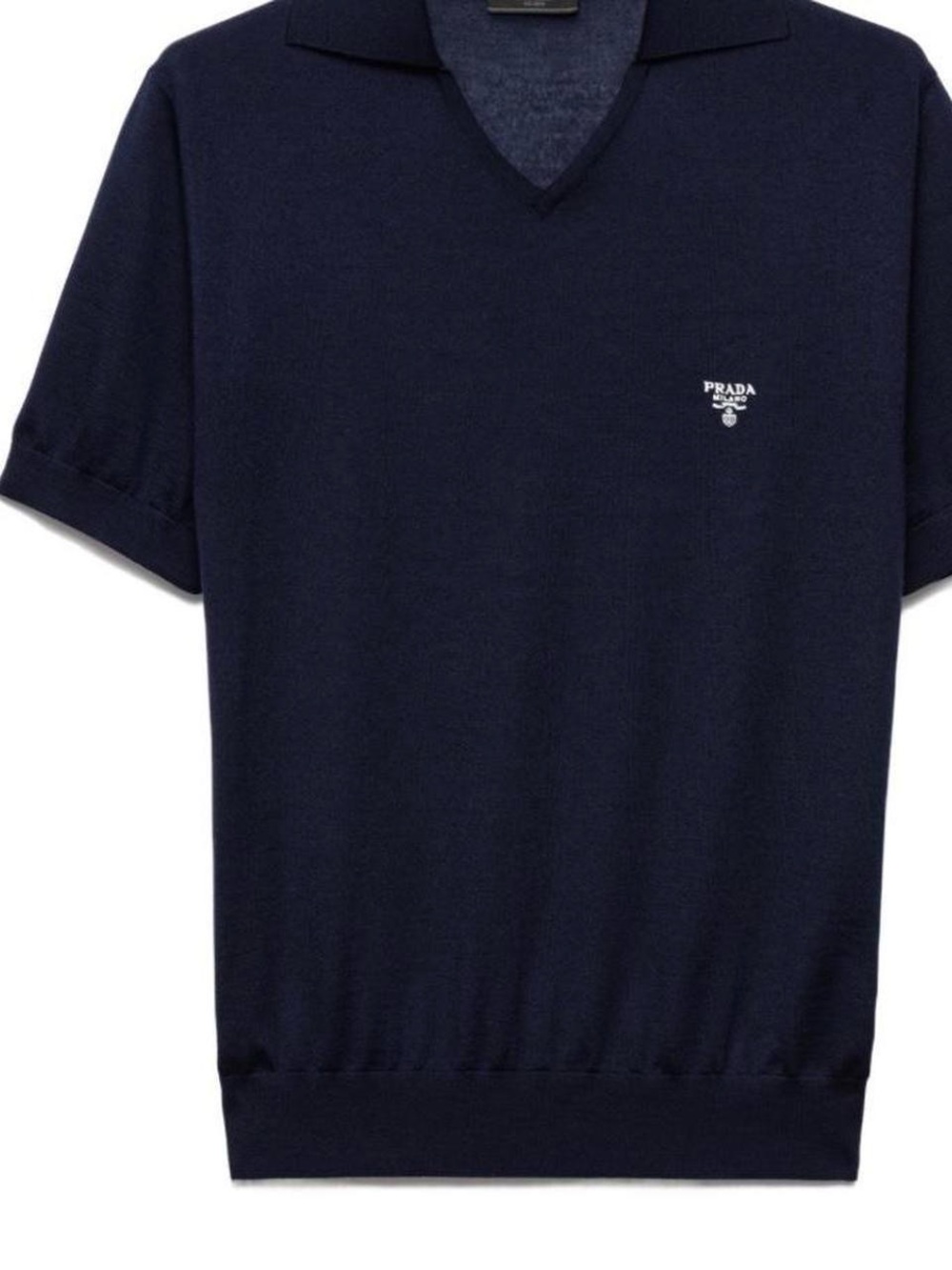 Prada Navy Short-Sleeve V-Neck Knit Polo